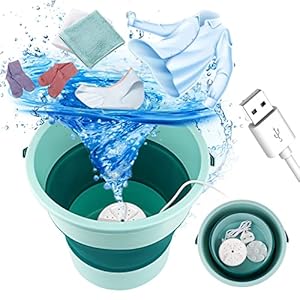 BAOK Mini Washing Machine, 10L Portable Foldable Laundry Tub Washing Machines, Ultrasonic Turbine Washer with USB…