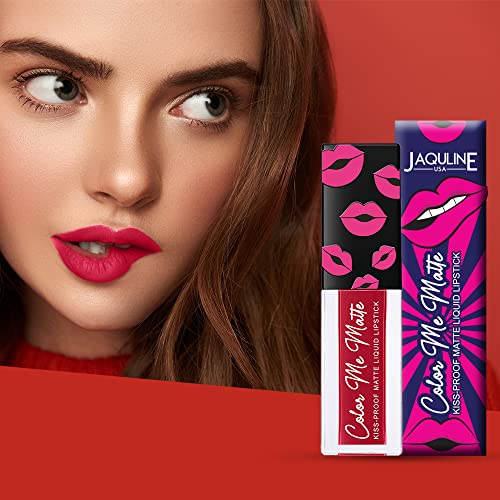 Image of Jaquline USA Color Me Matte Long Lasting liquid Lipstick enriched with vitamin E & tea tree oil (Sangria Red-5 ml)