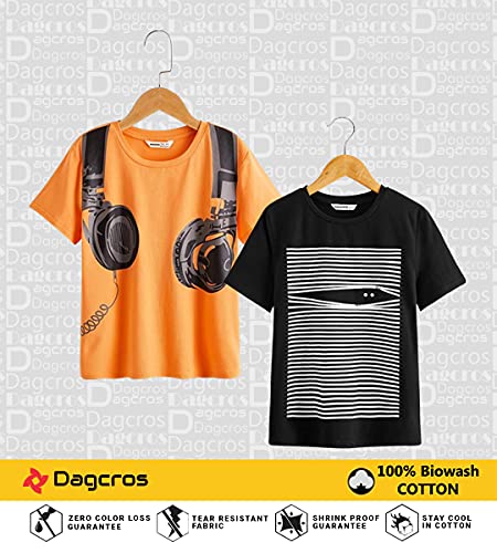 Image of Dagcros Boy's Half Sleeve Round Neck Cotton Regular Fit T-Shirts, Pack Of 2