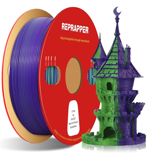 Image of Reprapper Dual Color PLA, Coextrusion Filament 1.75mm for 3D Printer, Multicolor Like Matte Rainbow, 2.2lbs (1kg), Matte PLA Purple & Green
