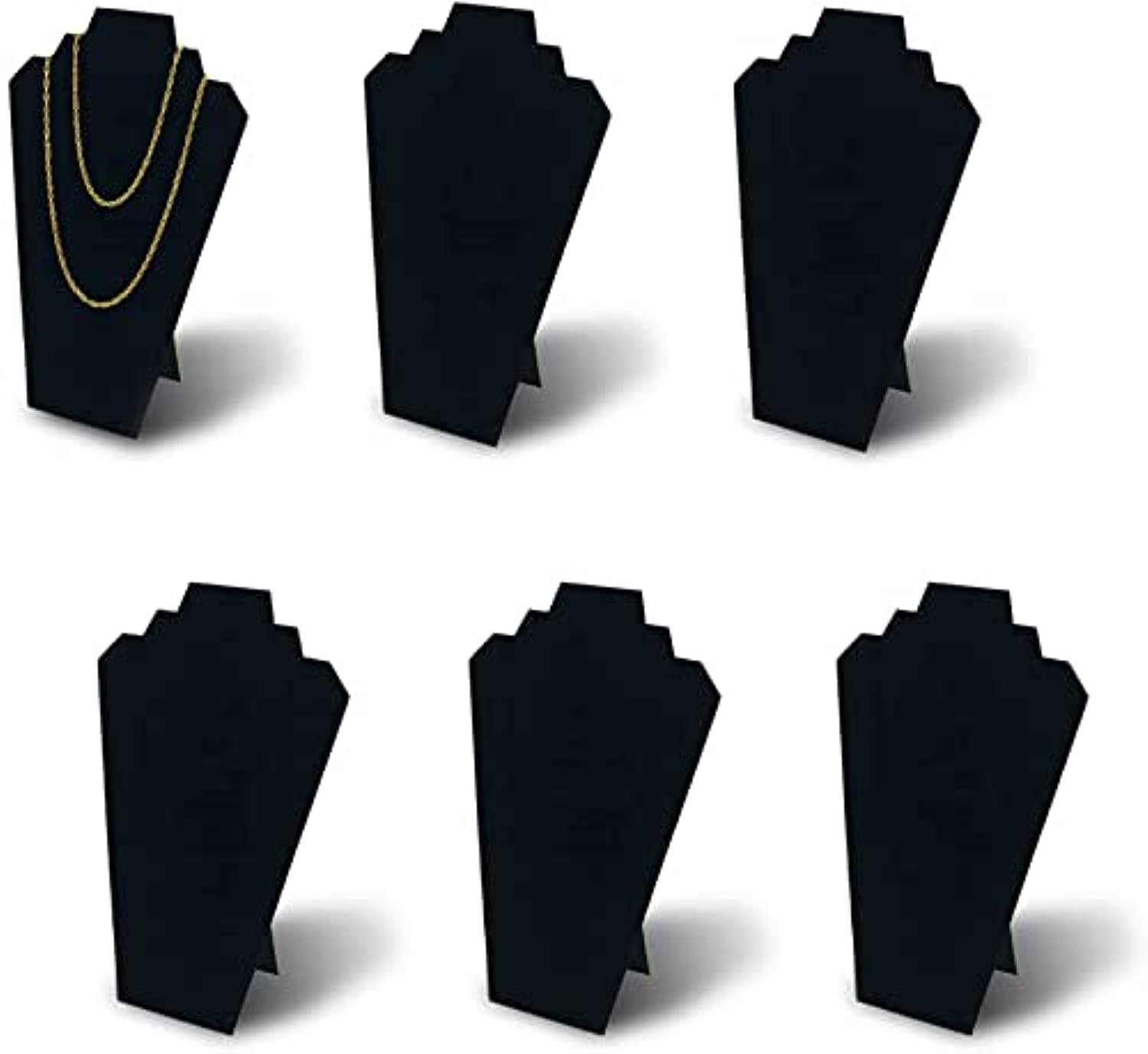 Velvet Jewelry Display Stand with Reinforced Bracket (Black, Pack of 6 Pieces, 12.5in)