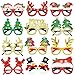 Dayify Christmas Party Glasses, 12Pcs Christmas Glitter Eyeglasses Frames Party Favors for Kids Adults, Christmas Glasses for Xmas Holiday Decorations