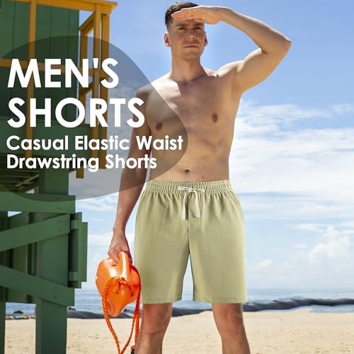 Lkrhzevg Men's Casual Shorts Elastic Waist Drawstring Lightweight Outdoor Summer Beach Shorts with Pockets Hiking Shorts-M Black - Image 5