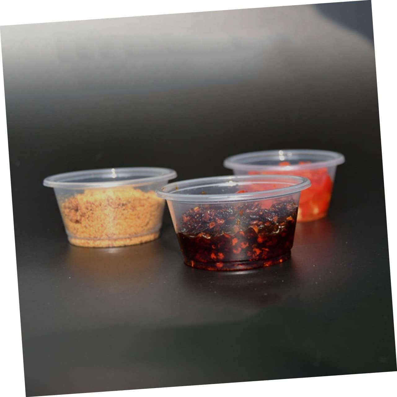 NAMOARLY 100pcs Sauce Cup Clear Cups Sauce Container with Lid Mini Containers Condiment Cups Clear Container Cup with Lid Condiment Containers with Lids Portion Cups Plastic