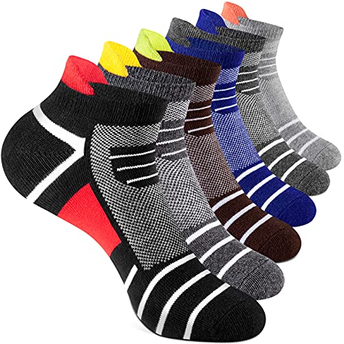 Niodora Mens Trainer Socks 6 Pairs, Ankle Running Athletic Cotton Breathable Comfort Socks, Low Cut Men Women Socks for Sports Work Walking Hiking Casual Camping (Multicolor3, 5-8)