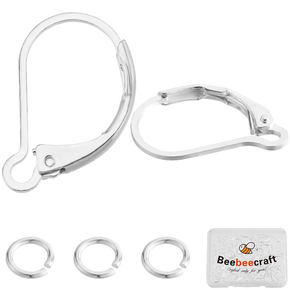 Ganci per orecchini a monachella in argento sterling: 18,5 x 8 mm, con passante (1 paio) - Italia
