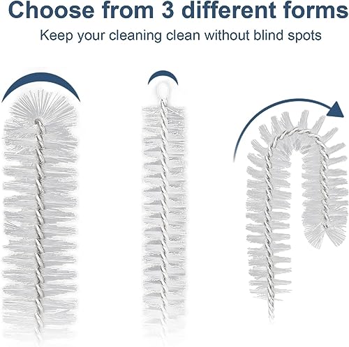 Image of Ixiaoyoo 12 Pcs Bottle Cleaner Brushes Set, 11.8 Inch Nylon Cleaning Brush | White Straw Cleaner Brushes for Tumbler, Sippy Cup, Water Bottles, Hummingbird Feeders, Pipes, Sink Drain & Pet Waterers