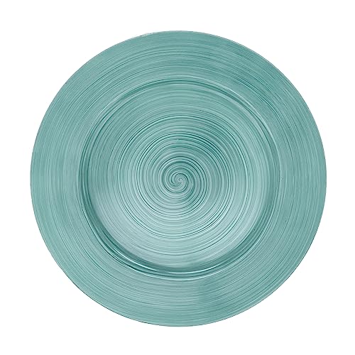 SARO LIFESTYLE Elegant Ceramic Look Charger Plate (Set of 4), Aqua, 13