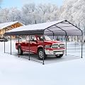 HOTEEL 12x20 Metal Carport Canopy with Galvanized Steel Frame & Roof, Metal Car Port 12x20 Heavy Duty Car Shed with Portable Assembly & Reinforced Base for Cars, Tractors, Trucks and Boats