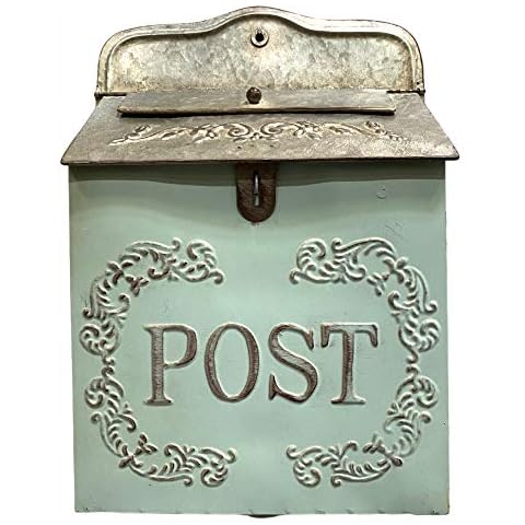 The Nifty Nook I Vintage Style Post Box I Nostalgic Charm Home Decor I Farmhouse Design I 15.9" Height x 11" Wide (Blue Rectangular) Cover