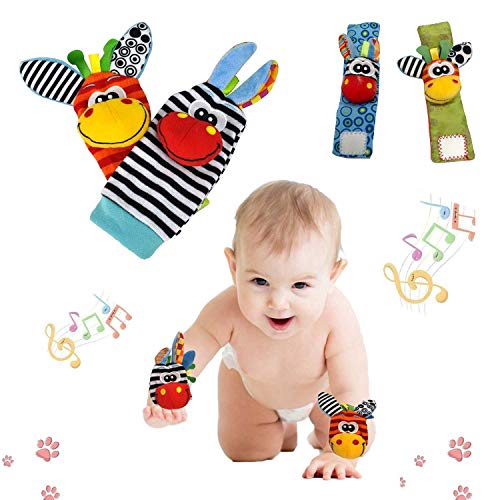 Image of The Season Toys 4pcs Infant Baby Wrist Rattles and Foot Socks Developmental Toys