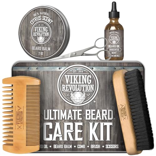 Viking Revolution - Ultimate Beard Kit - Beard Grooming Kit with Beard Brush, Beard Comb, Beard...