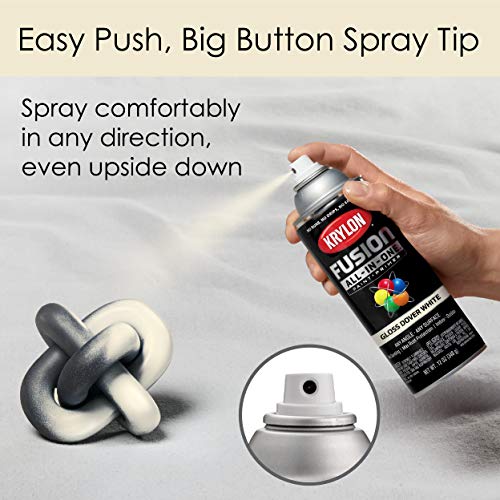 Image of Krylon Fusion All-In-One Adhesive Spray Paint for Indoor /Outdoor Use, 12 oz, Dover White