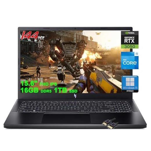 acer Nitro 5 Gaming Laptop | 15.6" FHD IPS 144Hz | Intel 8-Core i5-13420H (>i7-12650H) | 16GB DDR5 1TB SSD | GeForce RTX 3050 6GB Graphic | Backlit Thunderbolt Win11Pro Black + HDMI Cable