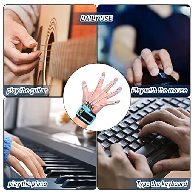 Finger Strengthener, Grip Strength Trainer, Gripster Finger Exerciser, Hand Grip Strengthener for Finger Strength & Therapy, 3 Resistance Levels (Grey 20LB, Blue 40LB, Black 60LB)