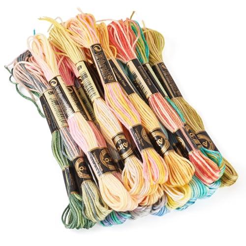 Image of FASHEWELRY 18 Skeins Embroidery Floss Thread 0.5mm Cross Stitch Threads 6-Ply Embroidery String Segment Dyed Multi Color Bracelet Cord for DIY Sewing Stitching Crafts Bracelet Making