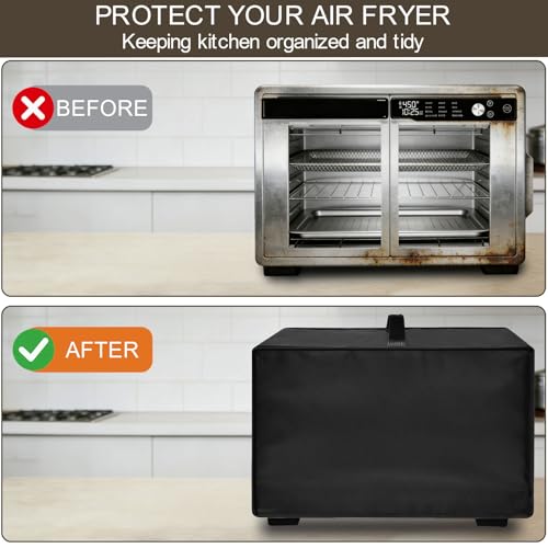 Image of Heavy Duty Air Fryer Toaster Oven Dust Cover for Gourmia French Door 37QT Convection Oven, 18.9 inch D x16.14 W x12.99 H, 600D Nylon w /12m Foil Lining, Heat-Resistant Waterproof Oil-Proof