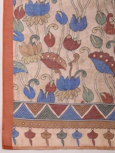 Image of Satrani Women's Linen Printed Saree with Unstitched Blouse Piece