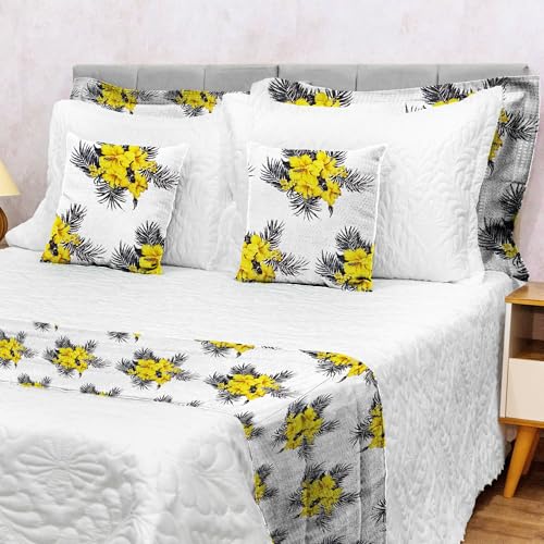 Kit Cama Decoração Posta Super King Peseira Piquet 5 Peças (BRANCO)