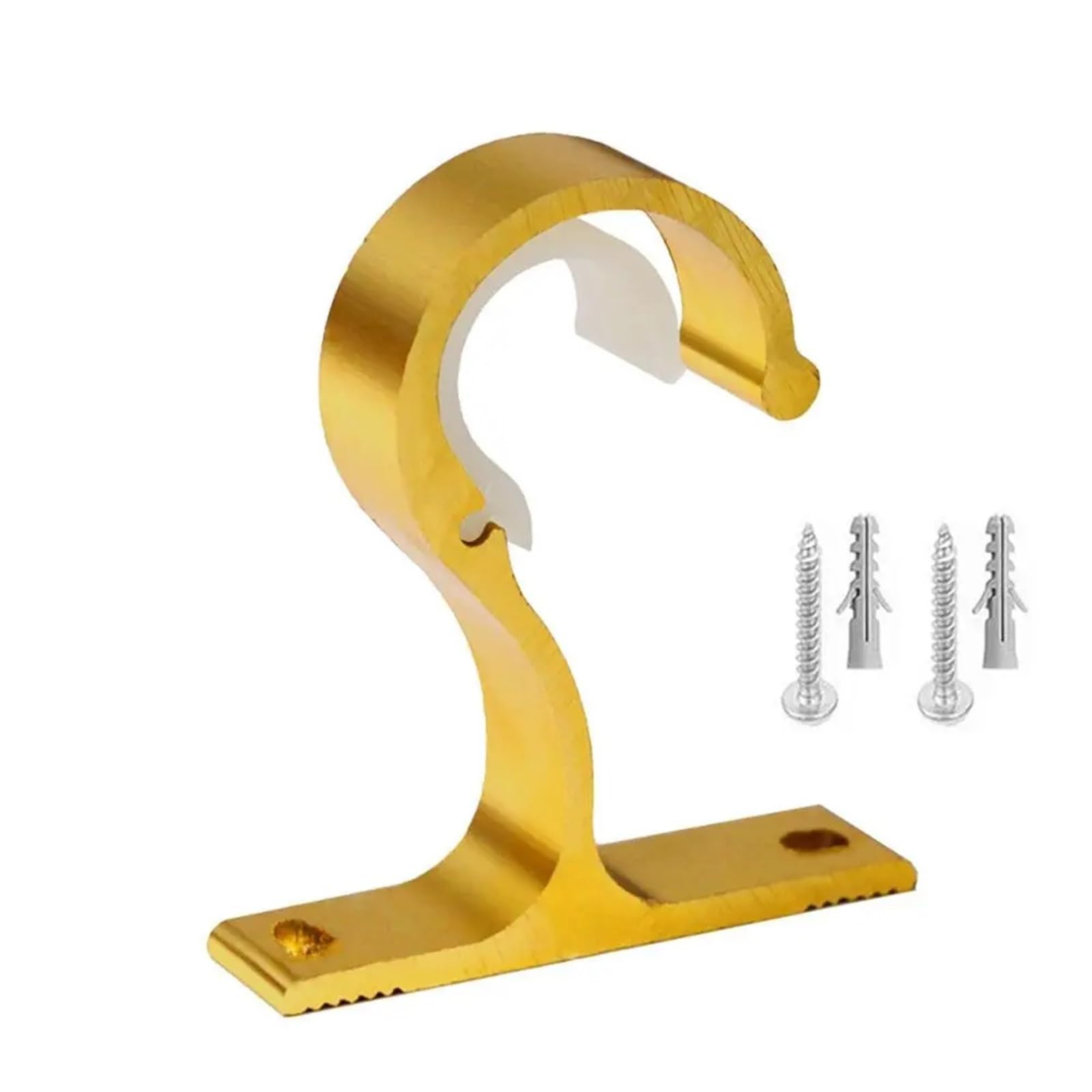 Gbrcen Curtain Rod Brackets 8Pcs Home Ceiling Curtain Rod Brackets Wall-Mounted Crossbar Fixing Clip Rod Installation Hook Aluminum Alloy Thickening(Gold)