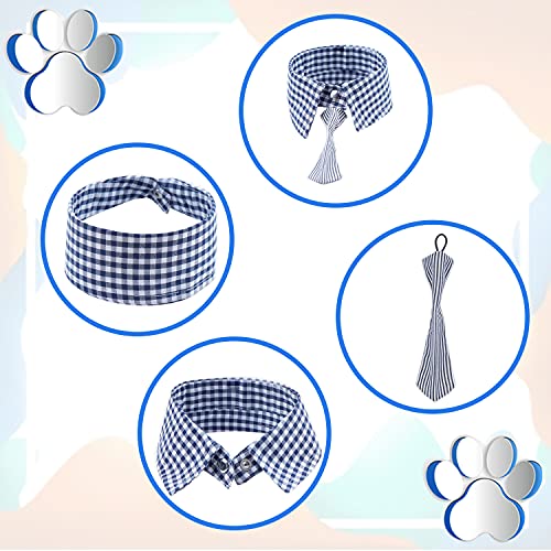 Emily-Pets-Dog-Collar-Bow-Tie-Adjustable-Size-Small-Medium-Durable-Soft-Pet-Friendly-Hemp-with-Fancy-Check-Patter-PolycottonXSBlue-White
