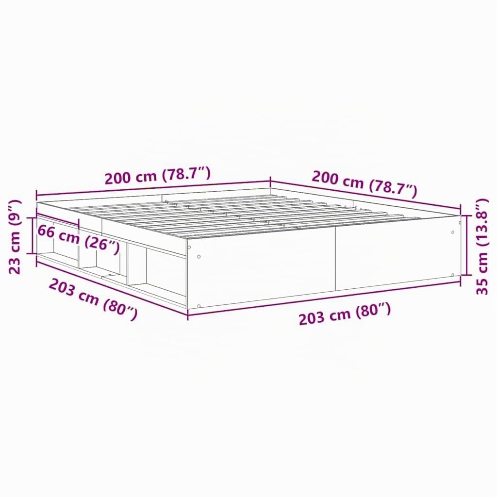 IKAYAA Rete Letto Matrimoniale 200x200 Struttura Letto a Doghe in Legno Giroletto Matrimoniale con Rete a Doghe-Rovere sonoma-200 x 200 cm
