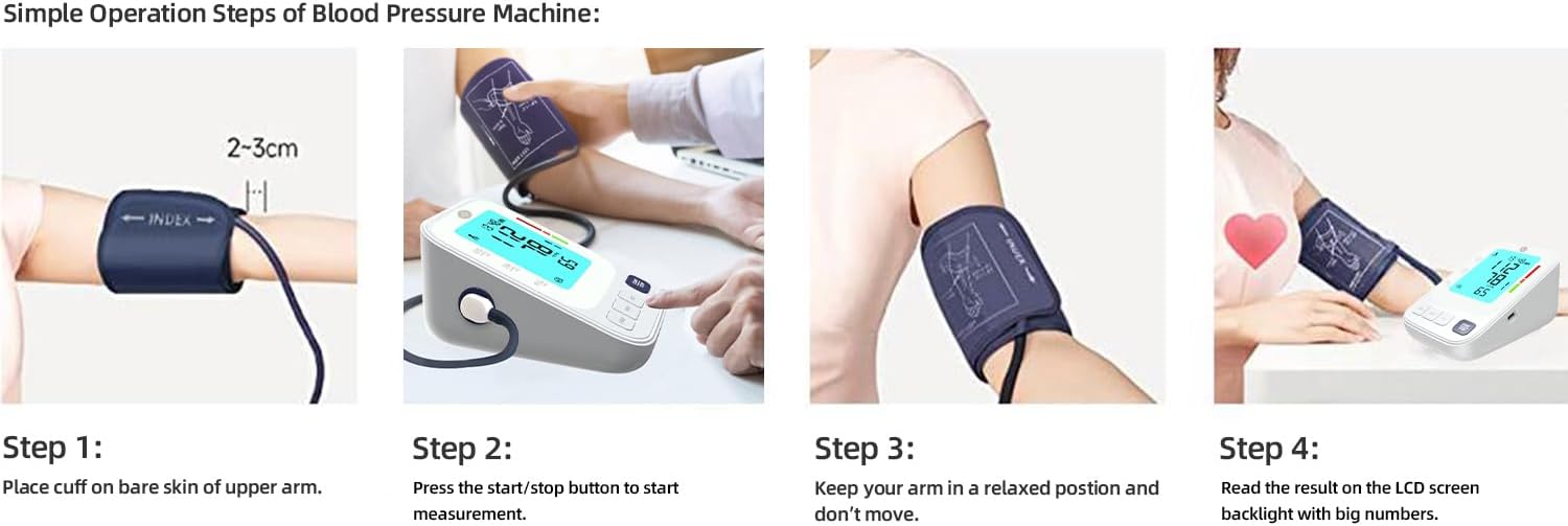 Blood Pressure Monitor, Upper Arm Electronic, Stores Up to 2 x 120 Readings. User Friendly with BP Log and Carrying Pouch. Digital Monitor