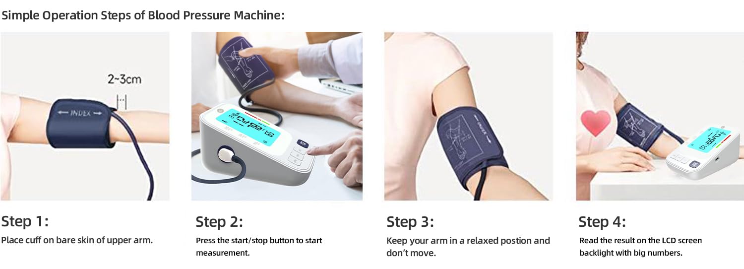 KARDIGI Blood Pressure Monitor, Upper Arm Electronic, Stores Up to 2 x 120 Readings. User Friendly with BP Log and Carrying Pouch. Digital Monitor