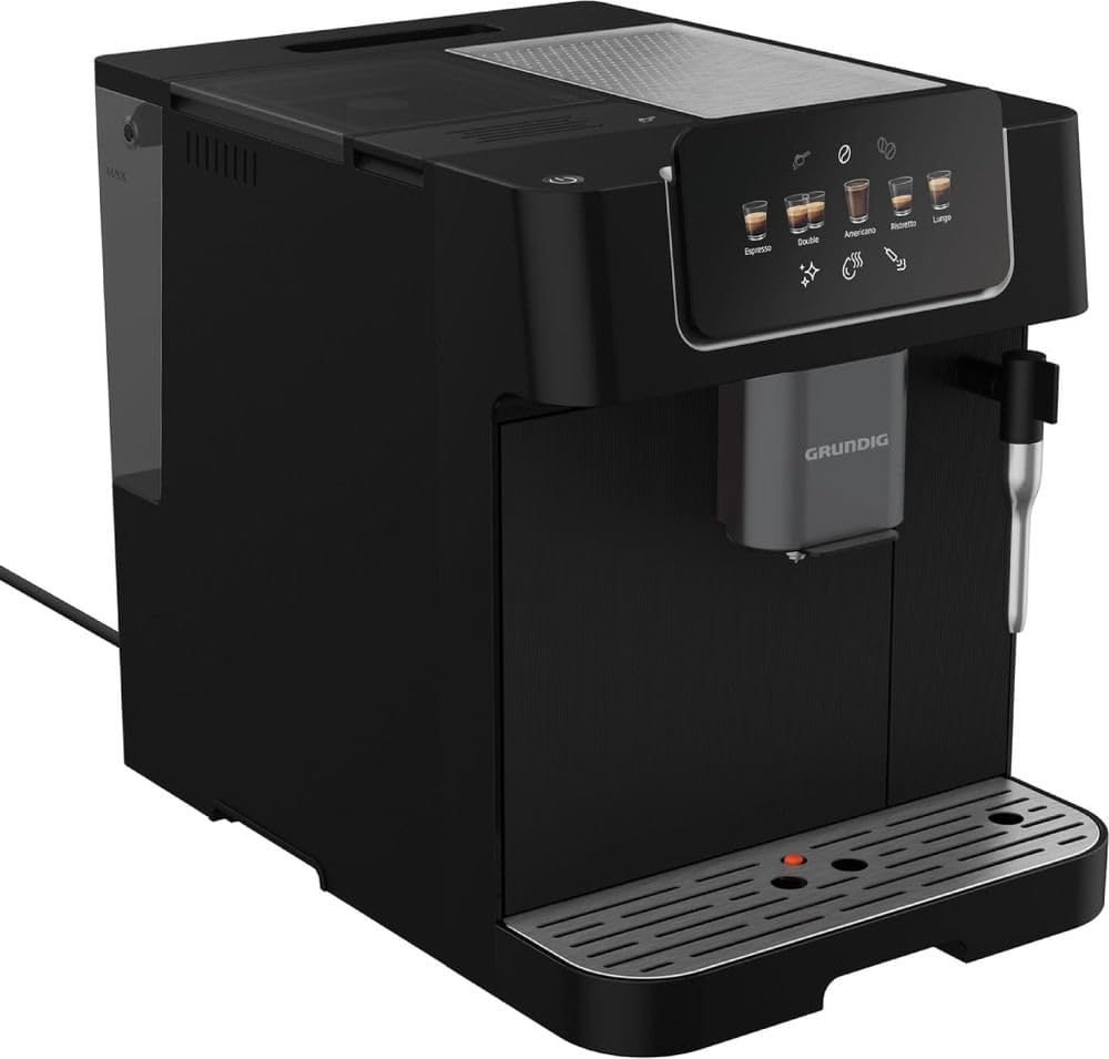 Grundig KVA 6230 Kaffeevollautomat 19 Bar Pumpendruck Edelstahl-Mahlwerk Milchaufschäumdüse 2L Wassertank Schwarz/Silber