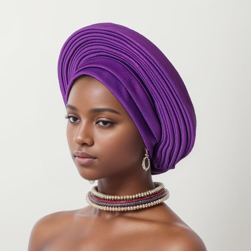 8534 Nigeria Head Ties Wedding Party Headgear Elegant African Headtie African Hat Women Aso Oke Headwear Headtie Nigeria Wedding  main image 4