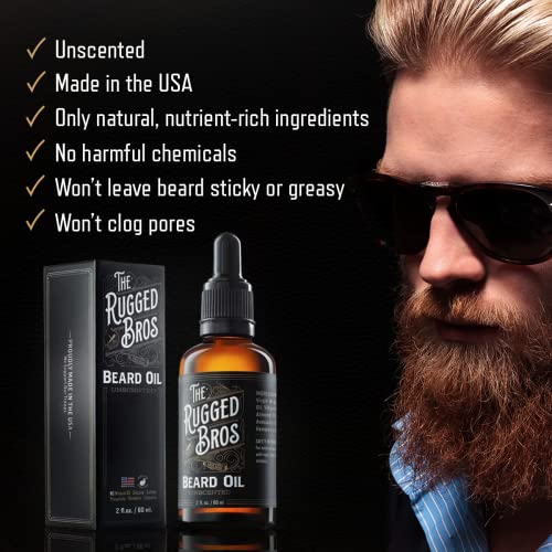 The Rugged Bros Beard Oil : With Argan Oil Serum And Jojoba Oils For Growth And Shine - Leave In Deep Conditioner, Softener, And Thickener, For All Beards And Mustaches (Unscented) #TOP5