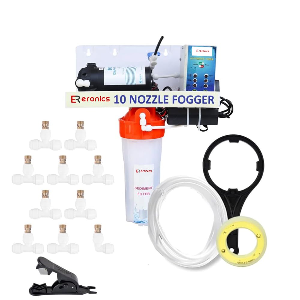 Fogger Kit with 10 Nozzles Beat Pollution PM 2.5 Restaurants, for Dairy Farms,Cafes, and Outdoor Spaces – High-Pressure Misting System for Cooling, Humidity Control-image-5