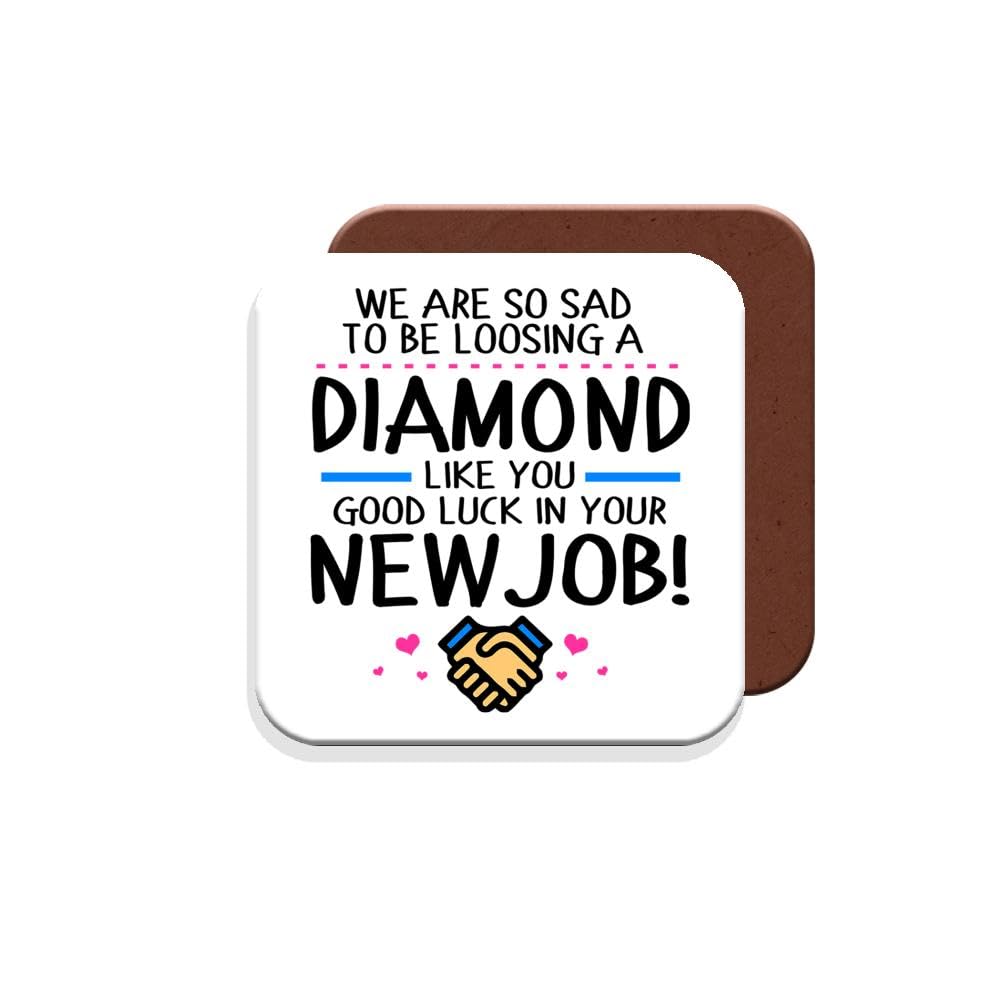 Muggz Coaster Work Colleague Funny Gift - We Are So Sad To Be Loosing A Diamond Like You Good Luck In Your New Job! - Giftset - Made By In The Uk