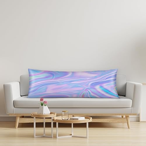 Miniatura 6 de Funda de almohada de satén con cremallera y diseño de estrella de mar y conchas marinas, 21 x 54 pulgadas, funda de almohada larga decorativa para