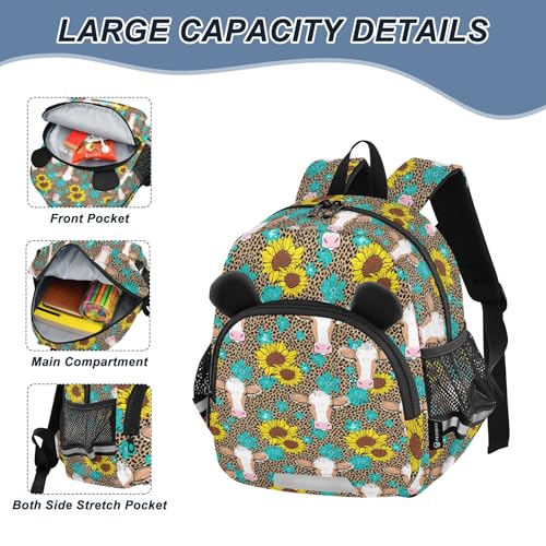 Cow Leopard Flower Toddler Backpack for Girls Boys,Preschool Kindergarten Backpack Kids Backpacks B04049123