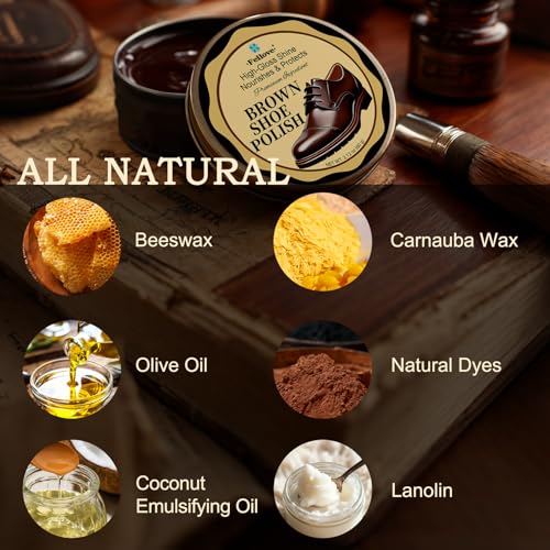Shoe Polish Kit 10-in-1 – Black, Brown & Neutral Polish with 3 Sponges, 3 Cloths & Compact Pouch – Leather Shoe Care & Quick Shine for Boots, Shoes, Office & Travel