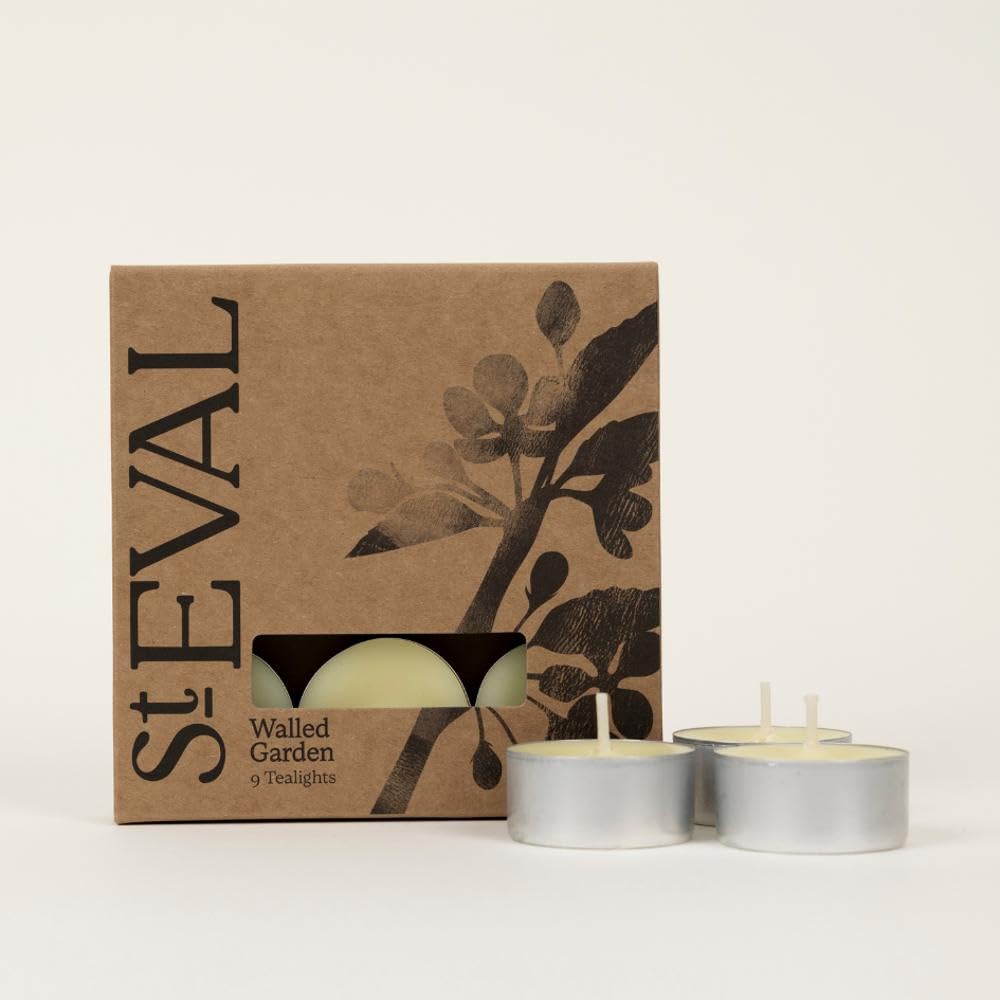 St Eval Cream | Walled Garden Scented Tealights | Refreshing Fragrance Of Spring Flowers | Pack Of 9 | Long-Lasting Burn Upto 6 Hours Per Tealight Candle | Made In Cornwall