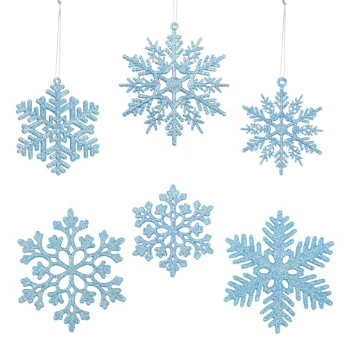 Recopilación de Adornos para la copa del árbol Top 5. 46 Simpeak 30 Piezas de Adornos Colgantes de Copo, Adornos de Copo de Nieve, Copo de Nieve Grande con Purpurina para Invierno, Se Puede Utilizar para Decorar árboles de Navidad, Azul...