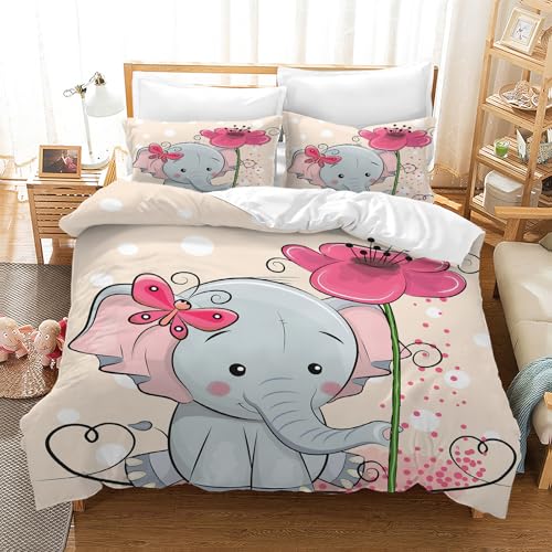Housse de Couette Enfant Animaux de Dessins Animés, Parure de Lit Animaux de La Jungle, Sets de Housses de Couettes Lion Éléphant Renard Panda Koala...