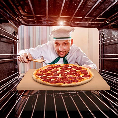 Pizza Stone for Oven and Grill/BBQ Cook, 15"x12" Cordierite Pizza Cooking Stone with Free Pizza Scraper, Resistant Durable and Safe Baking Stone, 15x12 Inch - Thumbnail 5