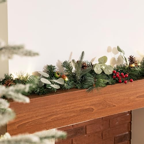 Guirnalda de Navidad artificial que no suelta hojas para mesa 8