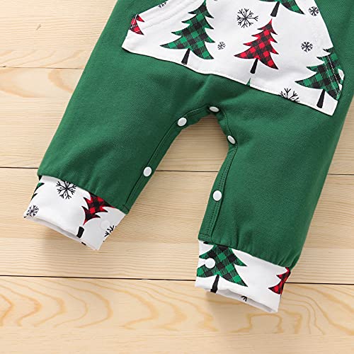 Rsrzrcj First Christmas Outfit Newborn Baby Boy Girl Christmas Romper Long Sleeve Hoodie Bodysuit Christmas Clothes One Piece (Xmas Tree+Green, 3-6 Months) #TOP5
