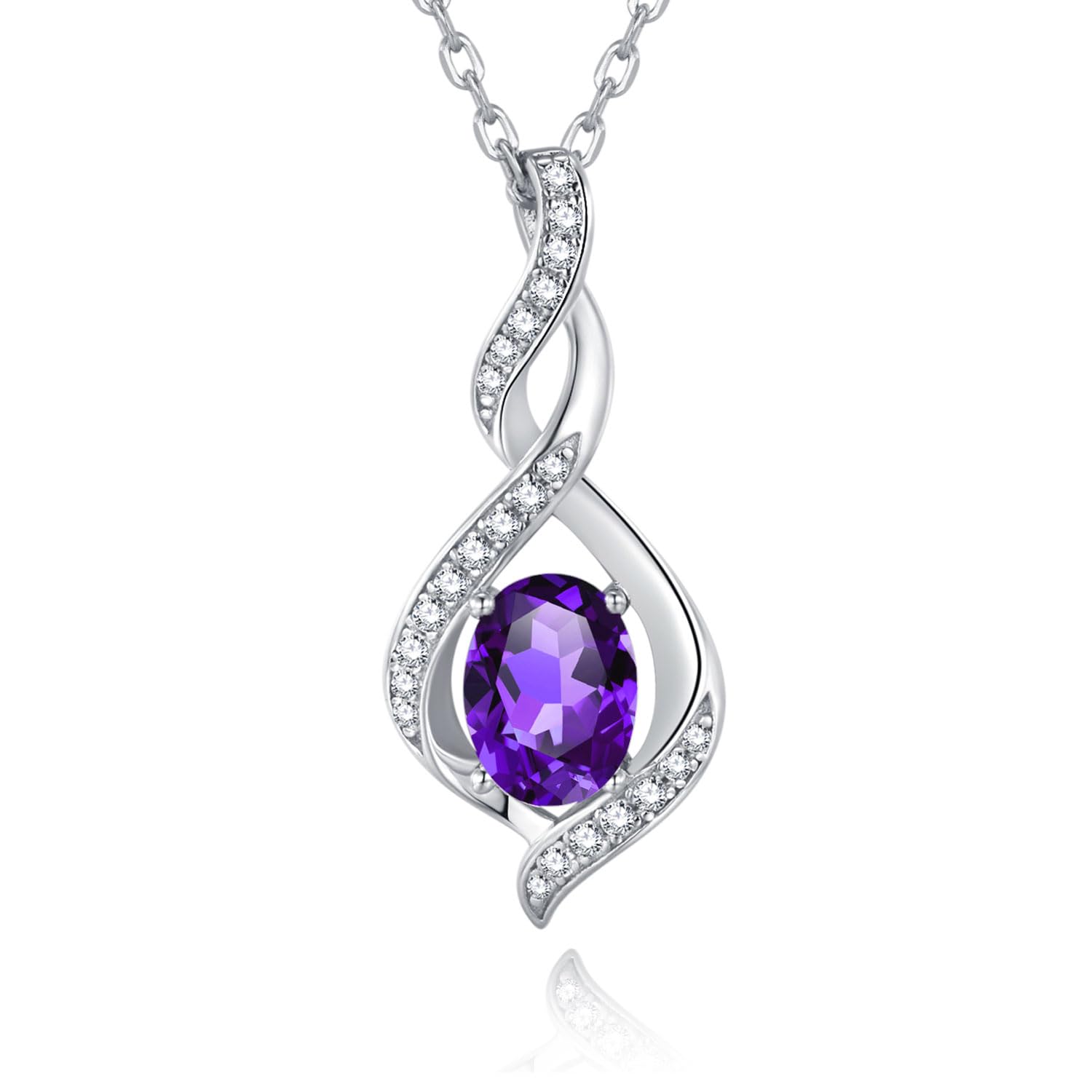 925 Sterling Silber Edelstein Geburtsstein Halskette Infinity Anhänger Schmuck Geburtstag Schmuck für Frauen Mädchen Mutter, 40+5 CM