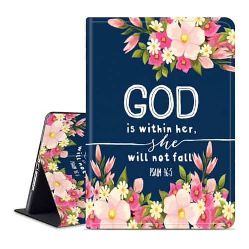 iPad Air 11インチ M3 M2 2025/2024 第7世代/第6世代ケースとAir 第5/4世代 10.9インチ 2022/2020に対応。自動ウェイク/スリープ保護スマートカバー、Christian God Bible Verse