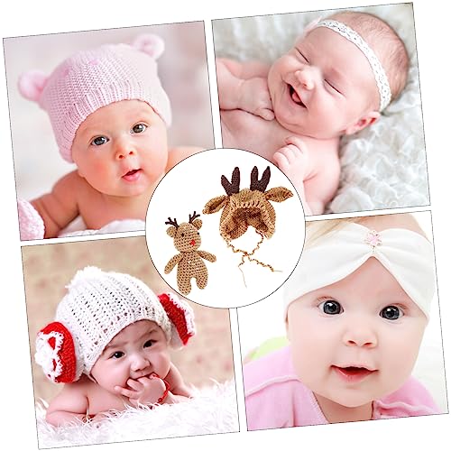 Winter Knit Hat with Adorable Antler Design Thick Wool Beanie for Months Comfortable and Warm Crochet Crochet Hat for Boys Brown2