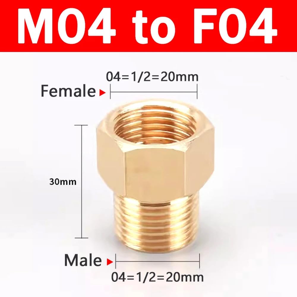 10 piezas de adaptador de acoplamiento rápido de latón con junta de cobre para conversión de manómetro macho a hembra de 1/8", 1/4", 3/8", 1/2", M04, F04, 200 piezas