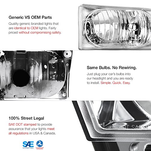 Vipmotoz Chrome Housing Headlight & Clear Turn Signal Corner Lamp Assembly Set For 1999-2004 Ford Superduty F250 F350 Pickup Truck & Excursion, Driver & Passenger Side #TOP1