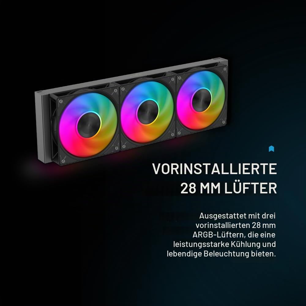 SAMA L50 360mm AIO-CPU-Wasserkühler, Infinity Mirror, Schwarz | kompatibel mit Intel/AMD, Leise High-Airflow CPU Wasserkühlung, 3x120mm PWM Lüfter
