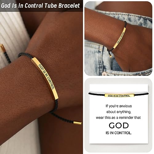God Is In Control Tube Bracelet, Handmade Braided Adjustable Inspirational Bracelets, Stainless Steel Let Him Comfort Tube Bracelet for Women Men Birthday Festival Gifts2