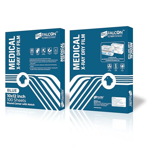 Image of BIGFALCON Medical Xray Dry Film for Inkjet Blue Base Size 10 inch X 12 inch (100 Sheets X-Ray Film For X-ray, CR, DR and OPG Images) Thickness - 210 Micron